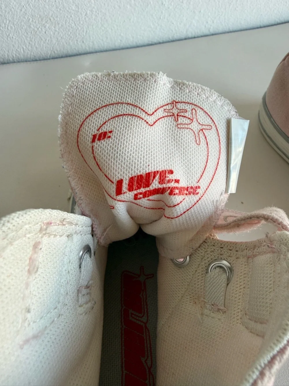 Converse Chuck Taylor All Star Love Hearts Pink High Top Sneakers Youth 3 Women5